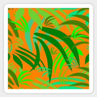 Fronds on Orange Repeat 5748 Sticker